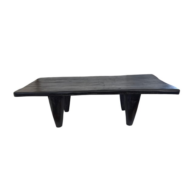 African Lg Vintage African Senufo Stool / Coffee Table I Coast 38" W For Sale - Image 3 of 8