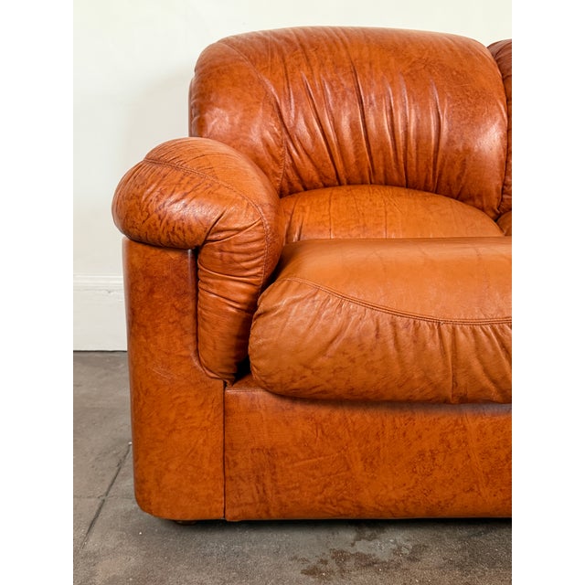 Vintage 1970's Italian Leather Sofa For Sale - Image 11 of 13