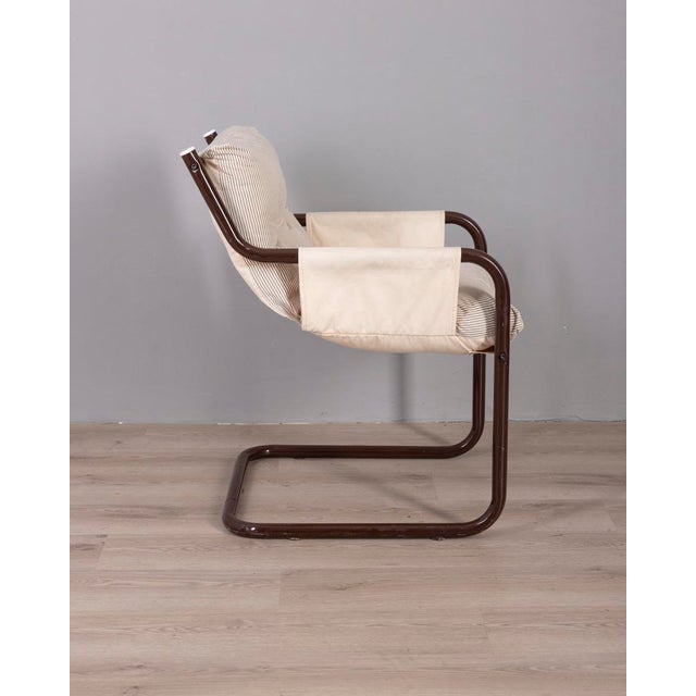 Bauhaus Vintage Scandinavian Metal and Fabric Armchair, 1970s For Sale - Image 3 of 10