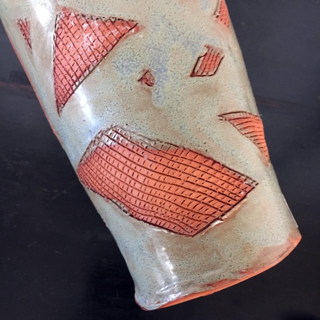 1980s Glazed Terracotta Memphis Style Vase Chairish