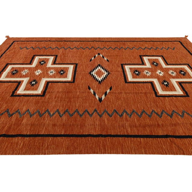 Handmade Modern Navajo Style Wool Rug - Terracotta & Earth Tones - 9x12 For Sale - Image 4 of 11