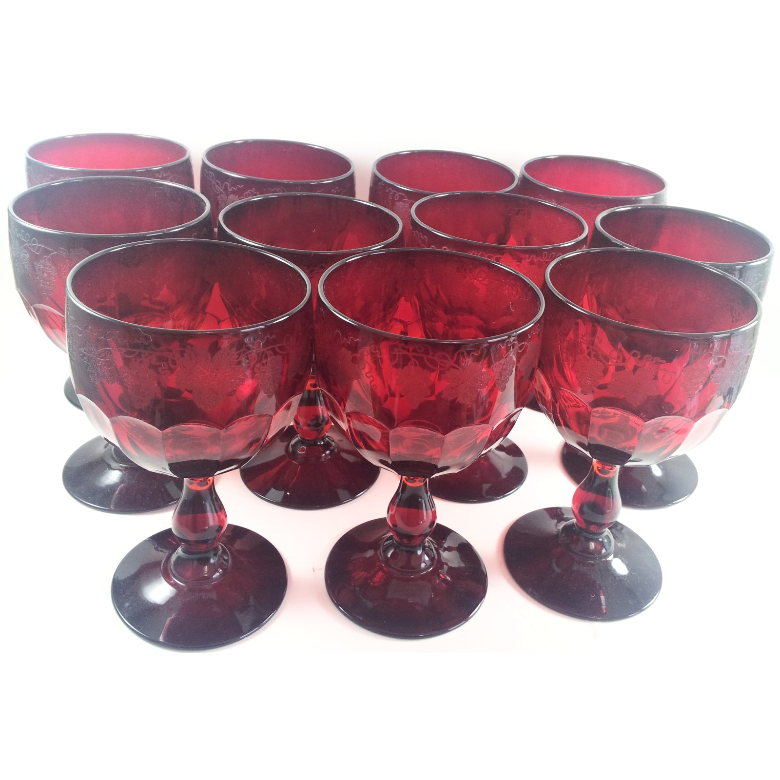 Art Deco Ruby Water Goblets Set of 11 Chairish