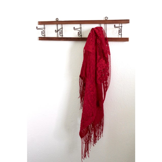 Long Wood Rail Rack With Foldable Hooks From the Early 1900s For Sale - Image 4 of 8