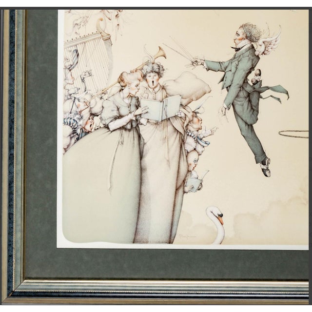 1990s 1991 Michael Parkes "Concerti Vivaldi" Artist Hand Signed and Numbered Limited Edition 117/270 Framed and Matted Stone Lithograph For Sale - Image 5 of 9