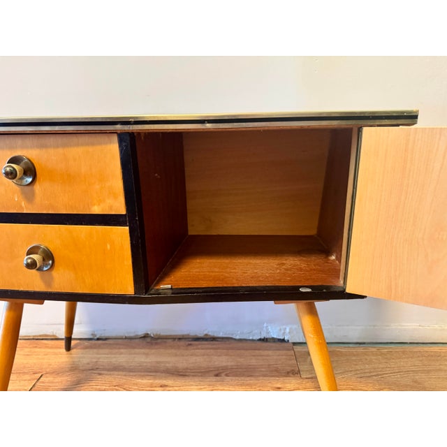 1950s German “Googie” Style Console Table W/Cabinet Space Age Swank Glass Top For Sale - Image 9 of 12