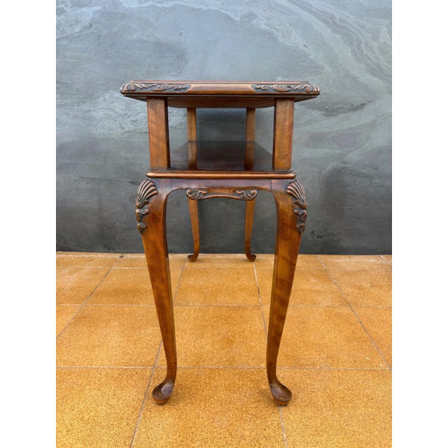 Wood 1950s French Louis XV Style Carved Console Table with Cabriolé Legs For Sale - Image 7 of 14