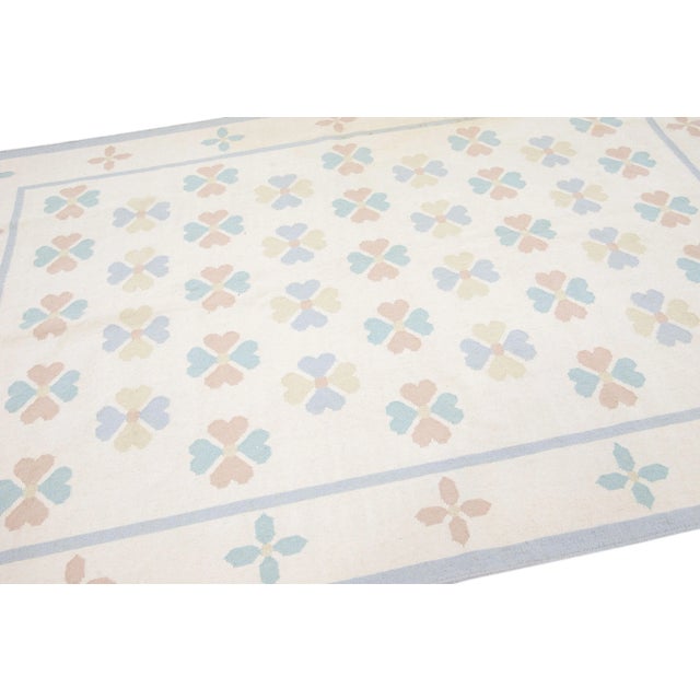 Vintage Kilim Ivory Handmade Wool Rug With a Floral Pattern For Sale In New York - Image 6 of 8