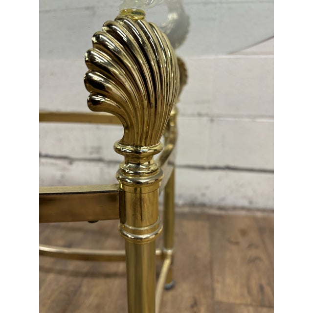 Metal Vintage MCM Hollywood Regency Labarge Style Gold Lacquered and Glass Side Table For Sale - Image 7 of 9