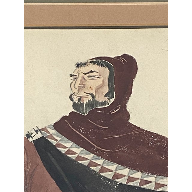 Paint Roger Furse "Waldemar Fitzurse - Ivanhoe" Original Costume Illustration C.1940 For Sale - Image 7 of 10