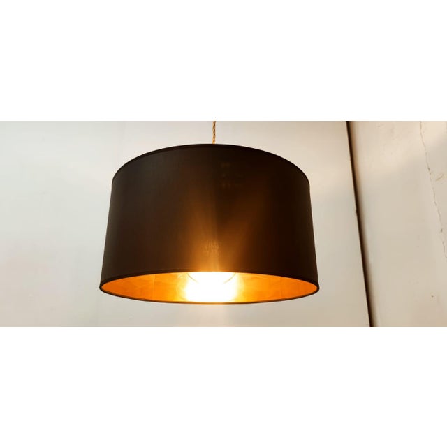 Lackfolie with Gold Interior Silk Cord Suspension Light For Sale - Image 5 of 14