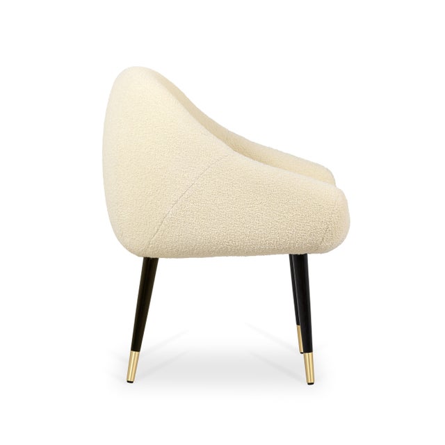 Contemporary Niemeyer Dining Chair in Dark Oak with Brass and White Bouclé from Insidherland For Sale - Image 3 of 5