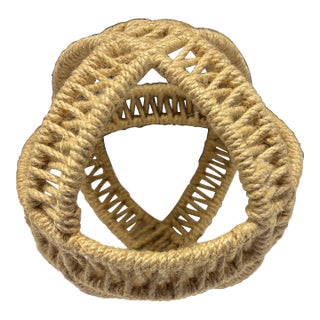 Mid 20th Century Hand-Wrapped Jute Rope Nautical Orb Sculpture | Coastal Modern Decor Object For Sale