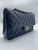 Metal Chanel Classic Double Flap Bag Quilted Caviar Navy For Sale - Image 7 of 9