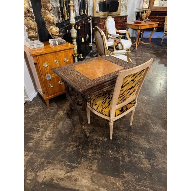 Brown Anglo Indian Carved Oak Writing Table For Sale - Image 8 of 8