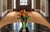 This is a 14-inch mid‑century Italian Murano art glass vase featuring a striking green‑to‑purple ombré body rising from a...