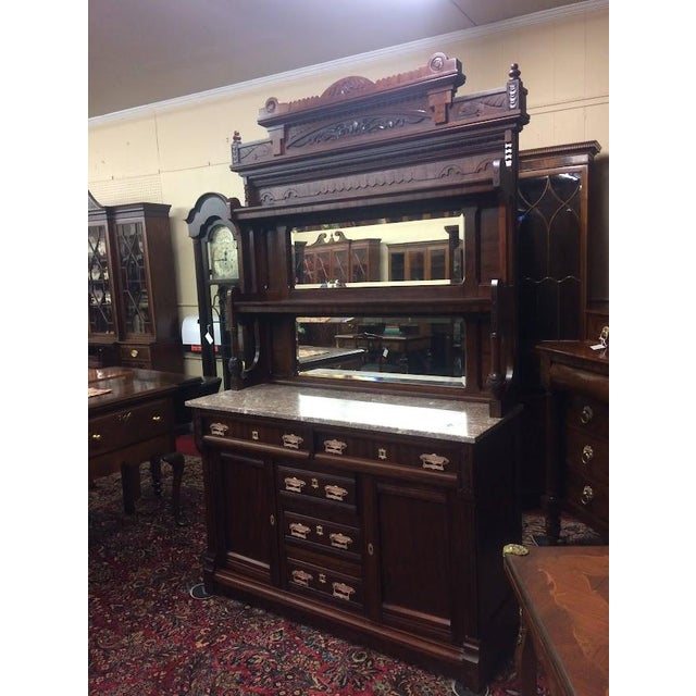 Antique Marble Top Buffet, Display Cabinet For Sale - Image 6 of 15