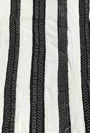 African Bogolan Black & White Mud Cloth Textile