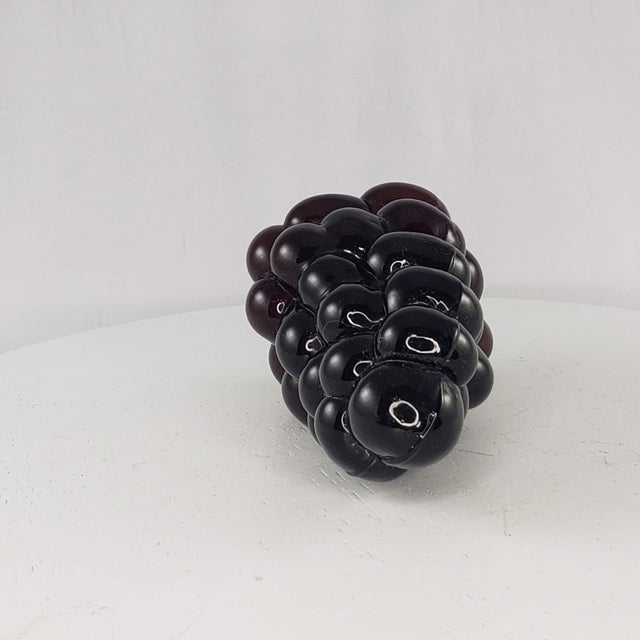 Realism Art Glass Purple Grapes Fruit Fake Faux Home Decor Paper Weight For Sale - Image 3 of 7