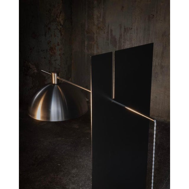 Equo 2.1 Floor Lamp in Iron with Travertine and Stainless Steel by D´ARK Atelier For Sale - Image 4 of 13