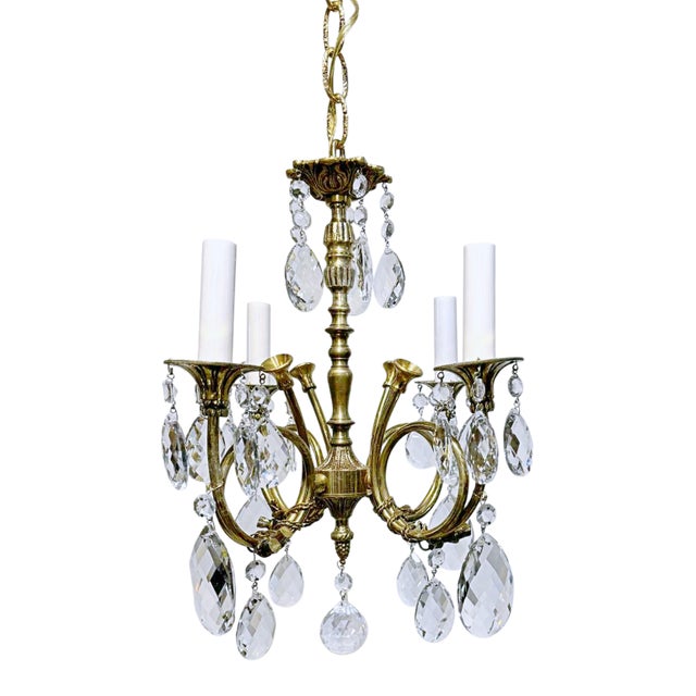 Vintage Spanish Bronze Chandelier For Sale