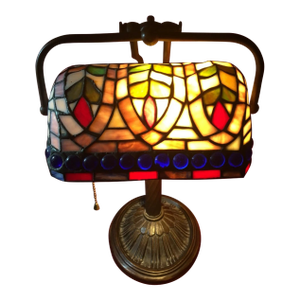 Vintage Mid-Century Modern Tyffany Style Bankers Desk Lamp