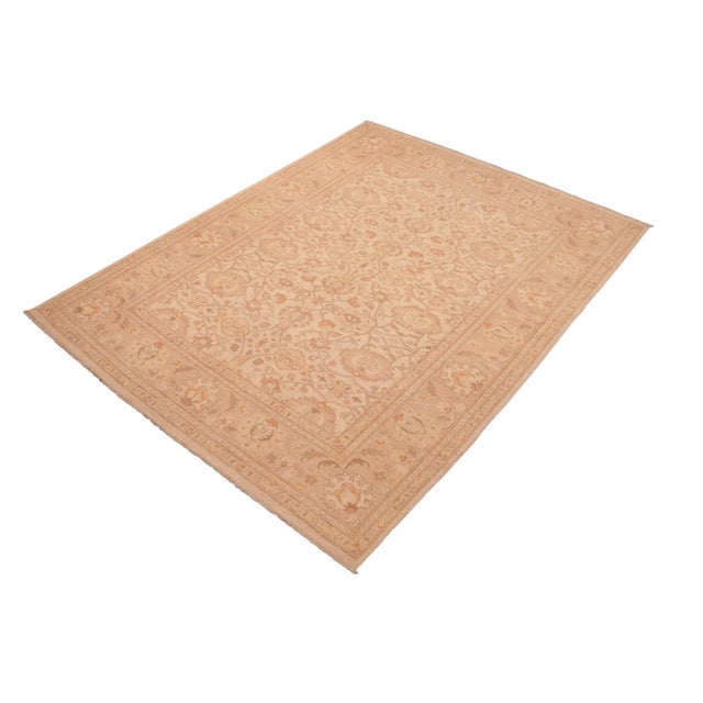 Transitional Classic Ziegler Beige Tan Hand-Knotted Wool Rug - 6'2'' X 9'1'' For Sale - Image 3 of 8