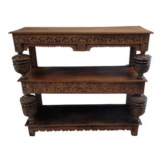 16th/17th Century Elizabethan Carved Oak Three-Tier Court Server For Sale