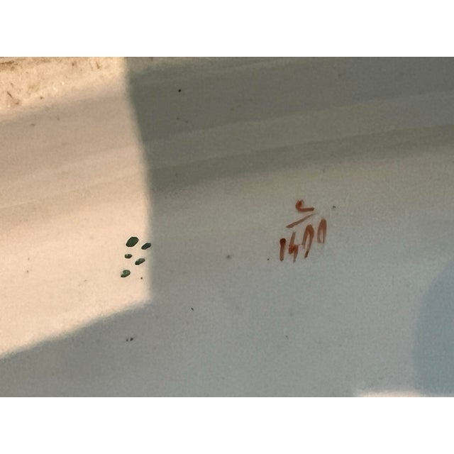 Antique Haviland Limoges Large Oval Meat Platter, Hand-Painted Birds & Florals, Pink Banded Rim, French Porcelain For Sale - Image 9 of 12