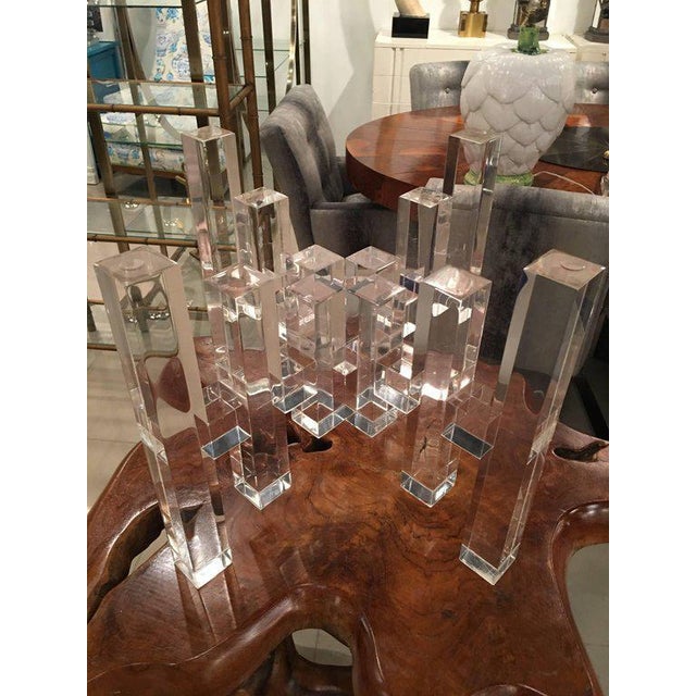 Lucite Skyscraper Architectural Columns Coffee Cocktail Table | Chairish