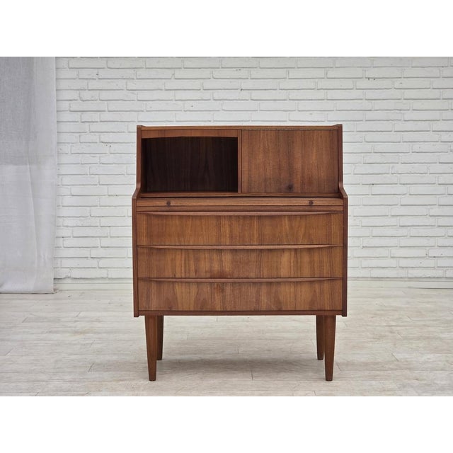 Brown Danish Teak Chest of Drawers with Folding Mirror, 1970s For Sale - Image 8 of 16