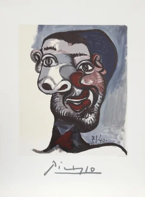 1980s "Tete de Homme" Lithograph After Pablo Picasso