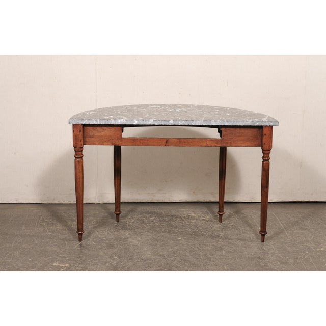 Early 19th C. French Marble Top Demi-Lune For Sale - Image 9 of 12