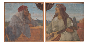 Unknown, Two Lovers, 1900s, Oil Paint on Linen, Set of 2