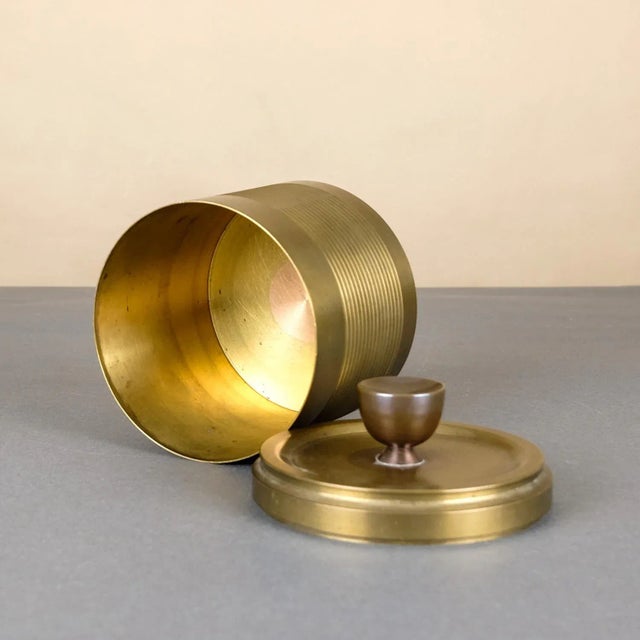 Bauhaus Bauhaus Hand-Turned Brass Box with Copper Handle, 1930s For Sale - Image 3 of 12
