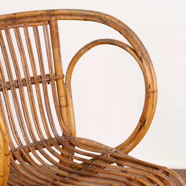 Tan Vintage Set of 4 Bamboo Wicker Arm Chairs by Robert Wengler, Denmark 1960's For Sale - Image 8 of 13