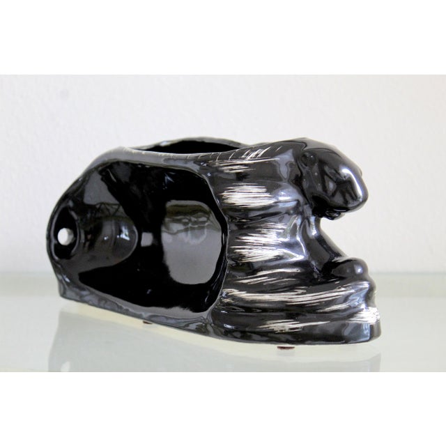 Mid-Century Modern Vintage 1950s Mid-Century Modern Black Panther Ceramic Tv Lamp & Planter For Sale - Image 3 of 13