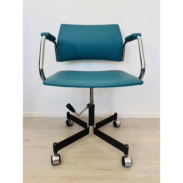 Ocean Blue Desk Chair from Kovona, 1970s For Sale - Image 9 of 9