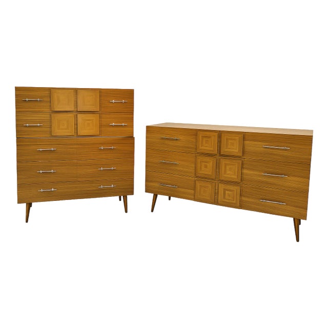 1960s Pair of Mid Century Modern Dressers – Matching Set For Sale