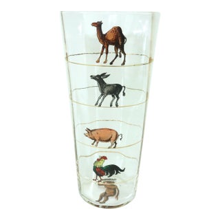 Art Deco Novelty Cocktail Glass With Hand Painted Animal Measurements, c.1930 For Sale