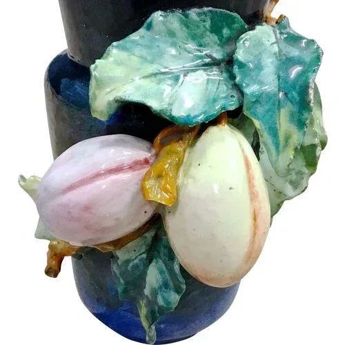Majolica Antique French Edourd Gilles Majolica Vase For Sale - Image 4 of 7
