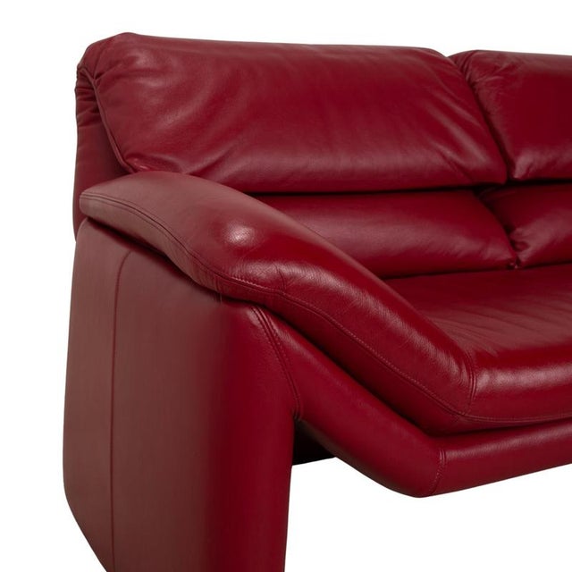Red Two-Seater Sofa in Leather from de Sede For Sale - Image 8 of 17
