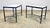 A very cool pair of well-made and designed wrought iron side tables with milk glass top inserts. Possibly Italian. Nice...