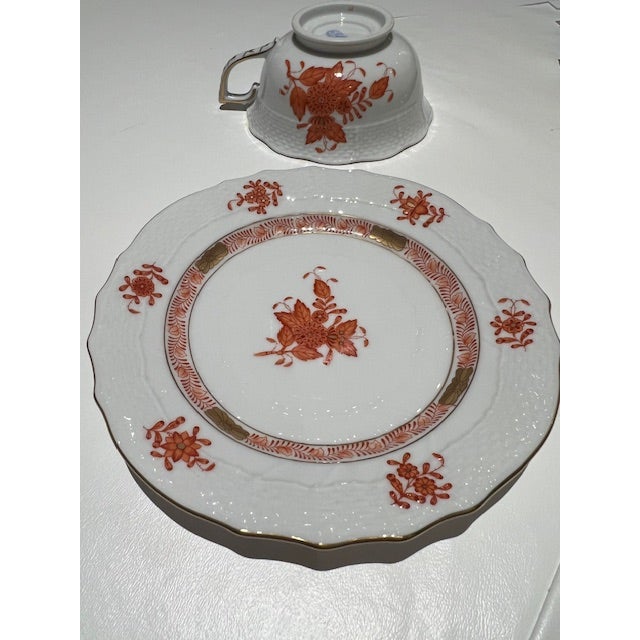 Ceramic 1970s Herend Chinese Bouquet Rust Coffee Set- 32 Pieces For Sale - Image 7 of 7