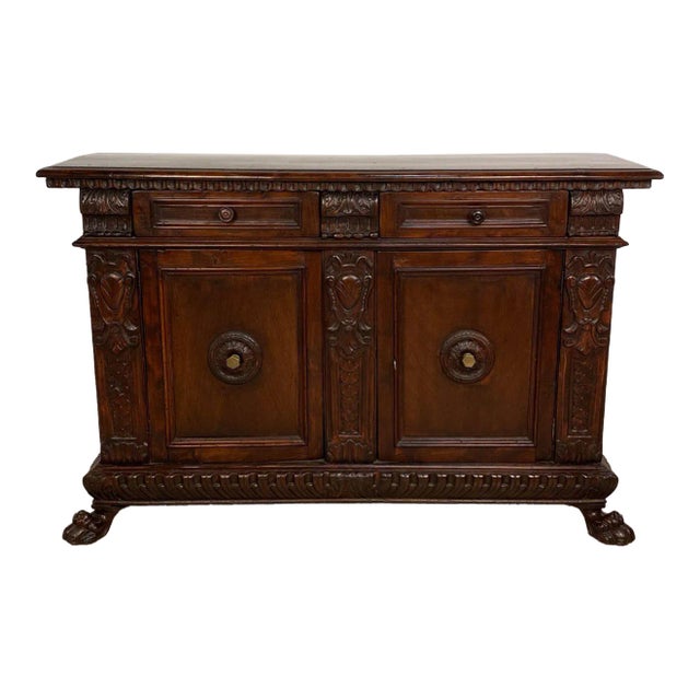 Baroque Style Walnut Credenza in 17th-Century Style, Circa 1870 For Sale