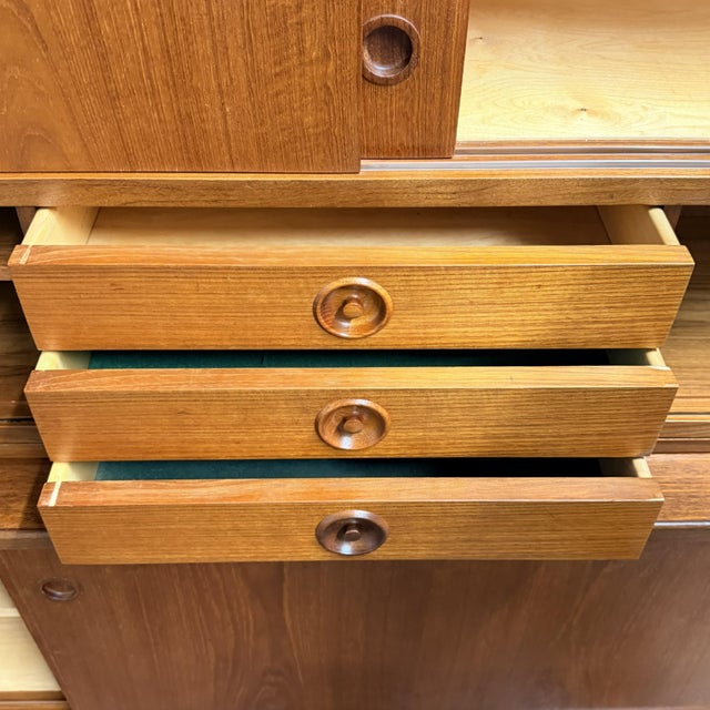 Vintage Danish Modern Johannes Andersen Attributed Teak Highboard Bar Cabinet Credenza, Circa 1960's Mid Century For Sale - Image 12 of 14