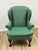 Hickory Chair Furniture Company Pair of Hickory Chair Chippendale Style Wingback Lounge Chairs in Sage Green Upholstery For Sale - Image 4 of 7