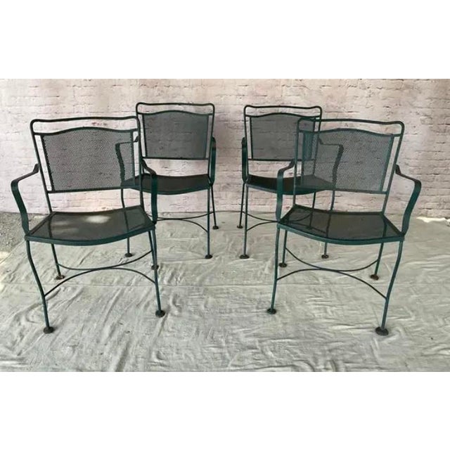 Wrought Iron Patio Table and Four Chairs, a Five Piece Set For Sale - Image 9 of 13