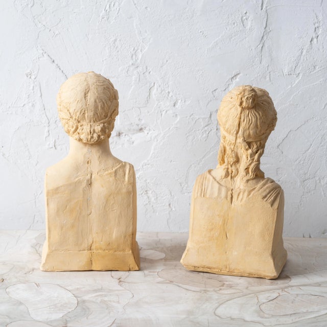 Ivory Apollo and Diana Plaster Busts For Sale - Image 8 of 8