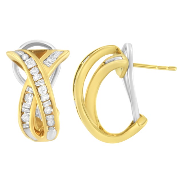 This timeless earring design is fashioned in 14k yellow gold and showcases 1/2 a ct TDW of glimmering diamonds. Yellow...