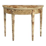 Hampton Demilune Light Burl 36" Console Table, Light Brown For Sale